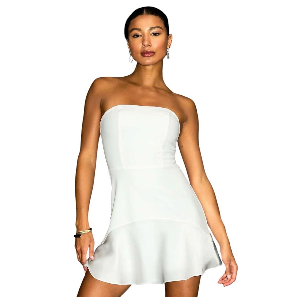 Lulus Compelling Style White Strapless Mini Dress size Large NWT